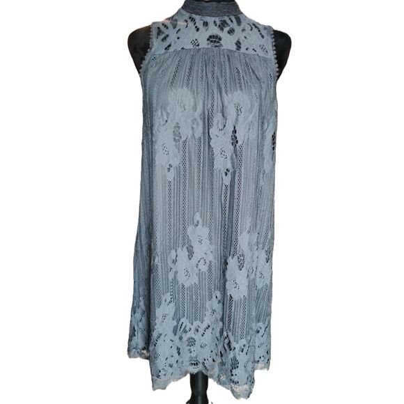 Maurices Women's Size Small Gray Lace Midi Dress - Picture 1 of 8